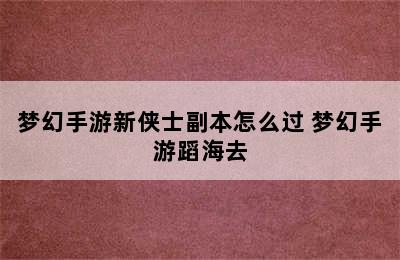 梦幻手游新侠士副本怎么过 梦幻手游蹈海去